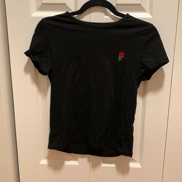Black T-shirt with Rose. - Picture 1 of 2